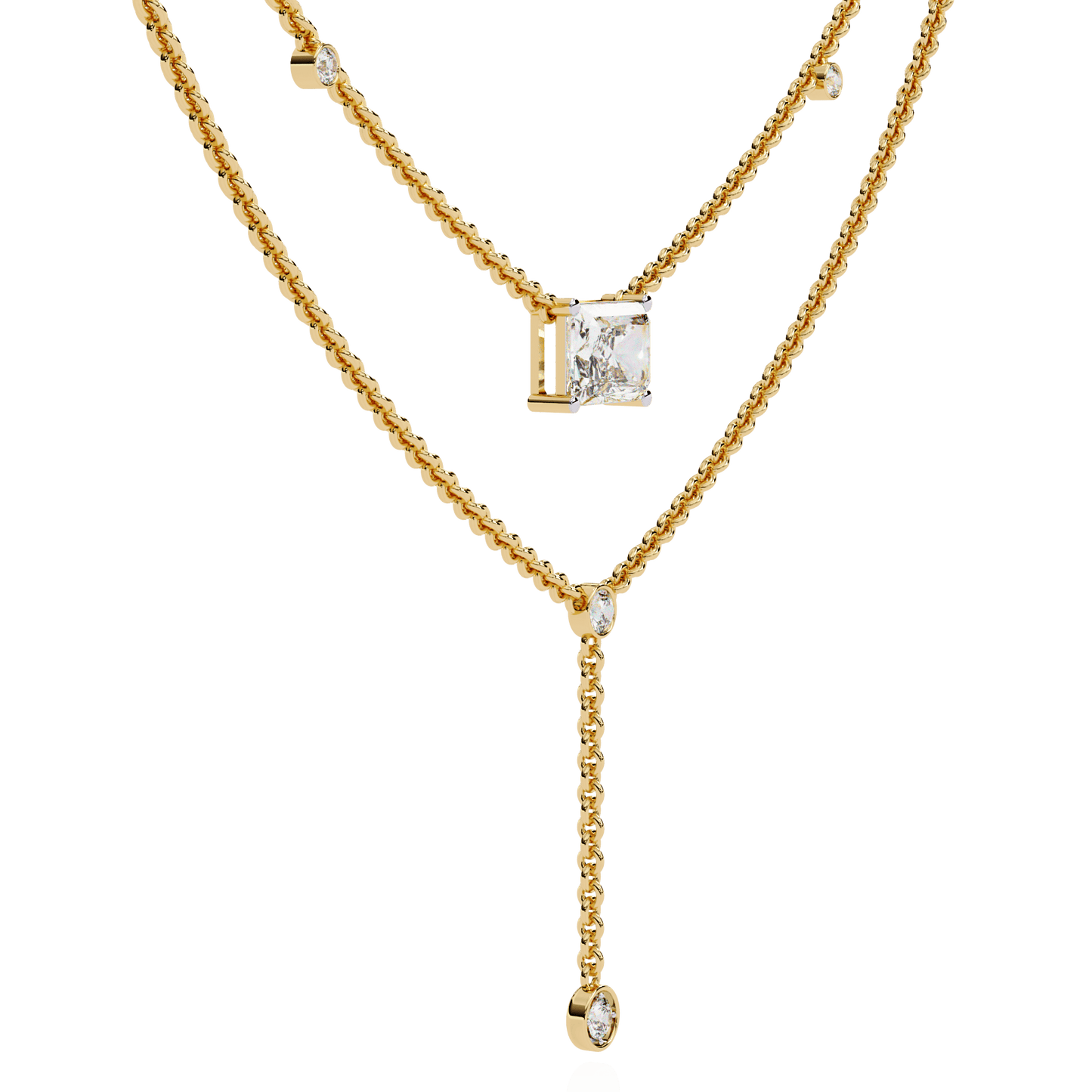 Trendsetter Radiant and Round Diamond Necklace