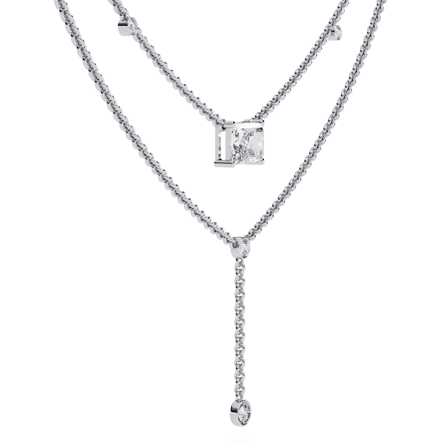Trendsetter Radiant and Round Diamond Necklace