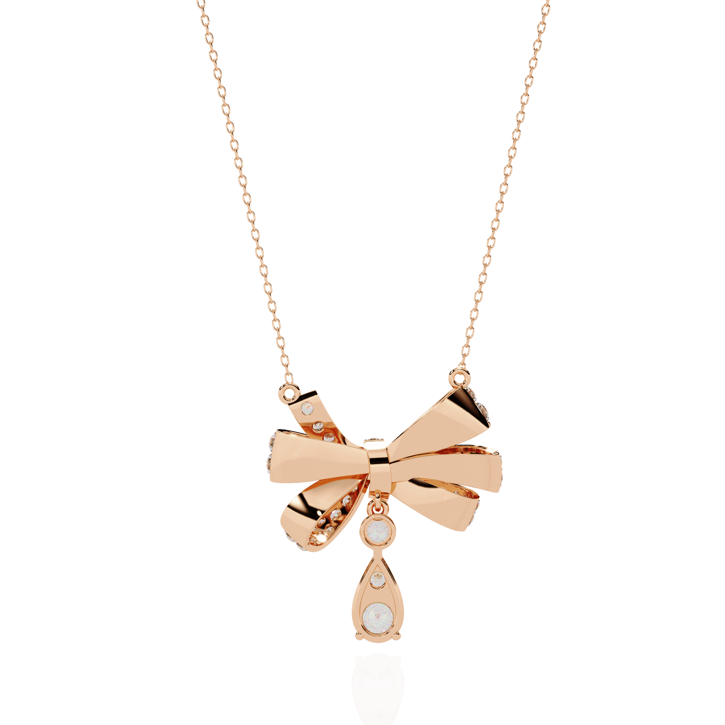 Tie and Tear Drop Diamond Necklace