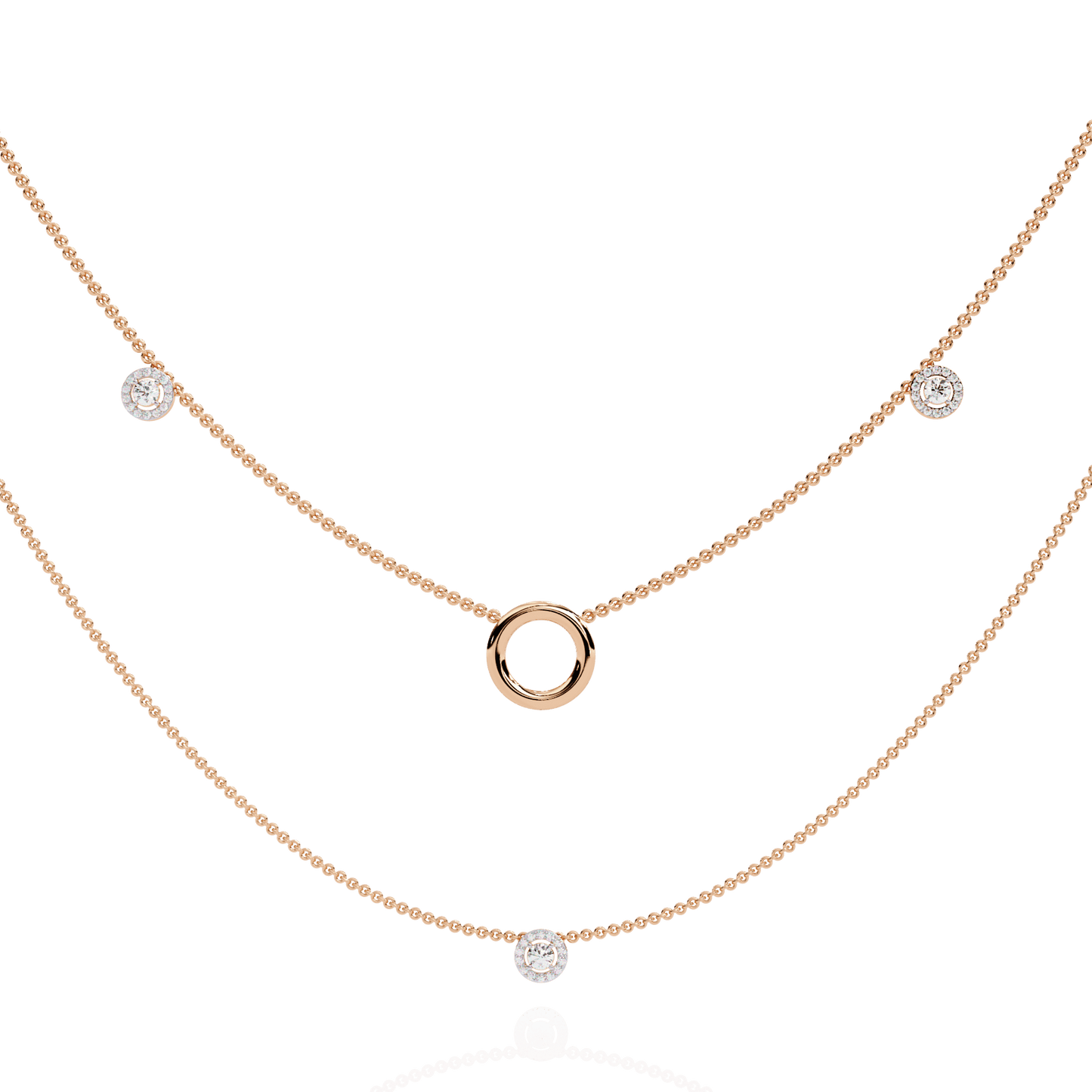 Layered Chain Neckalce With Circles