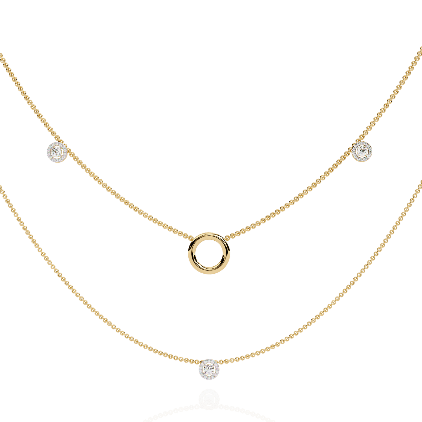 Layered Chain Neckalce With Circles