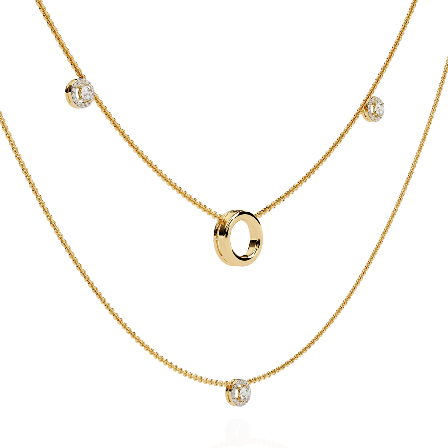 Layered Chain Neckalce With Circles