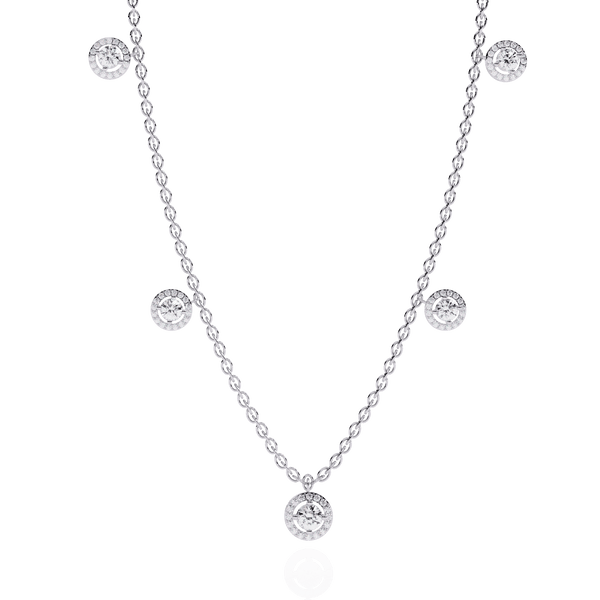 Halo Round Cut Diamond Necklace