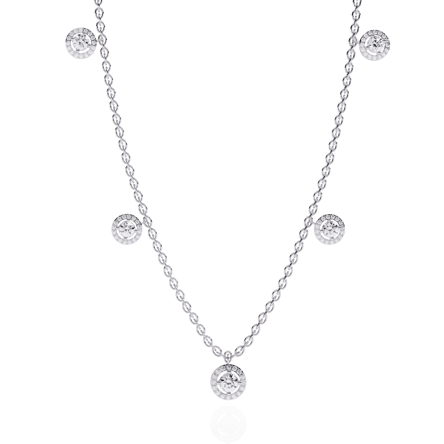 Halo Round Cut Diamond Necklace