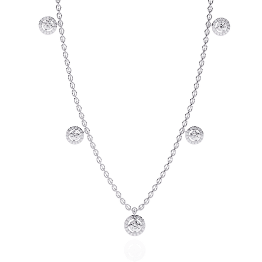 Halo Round Cut Diamond Necklace