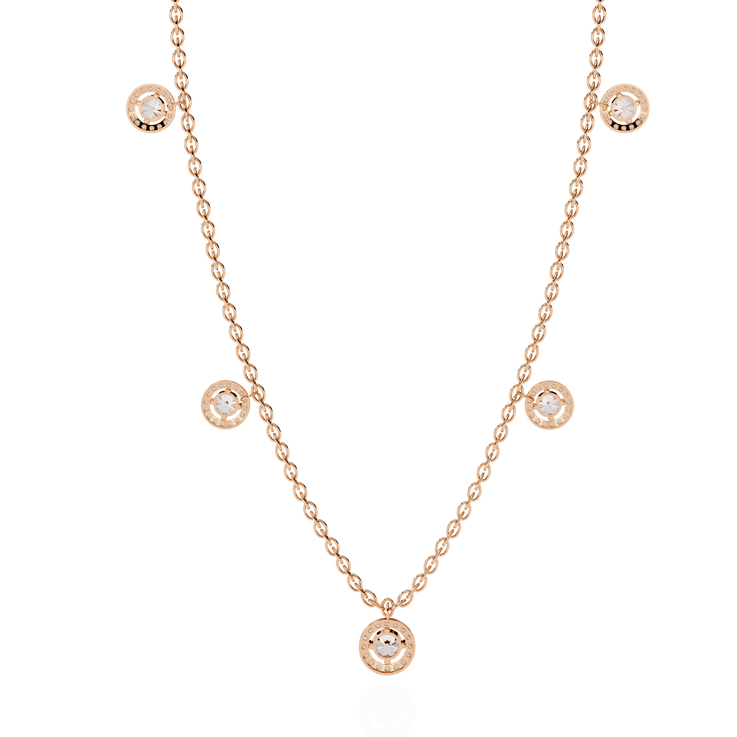 Halo Round Cut Diamond Necklace