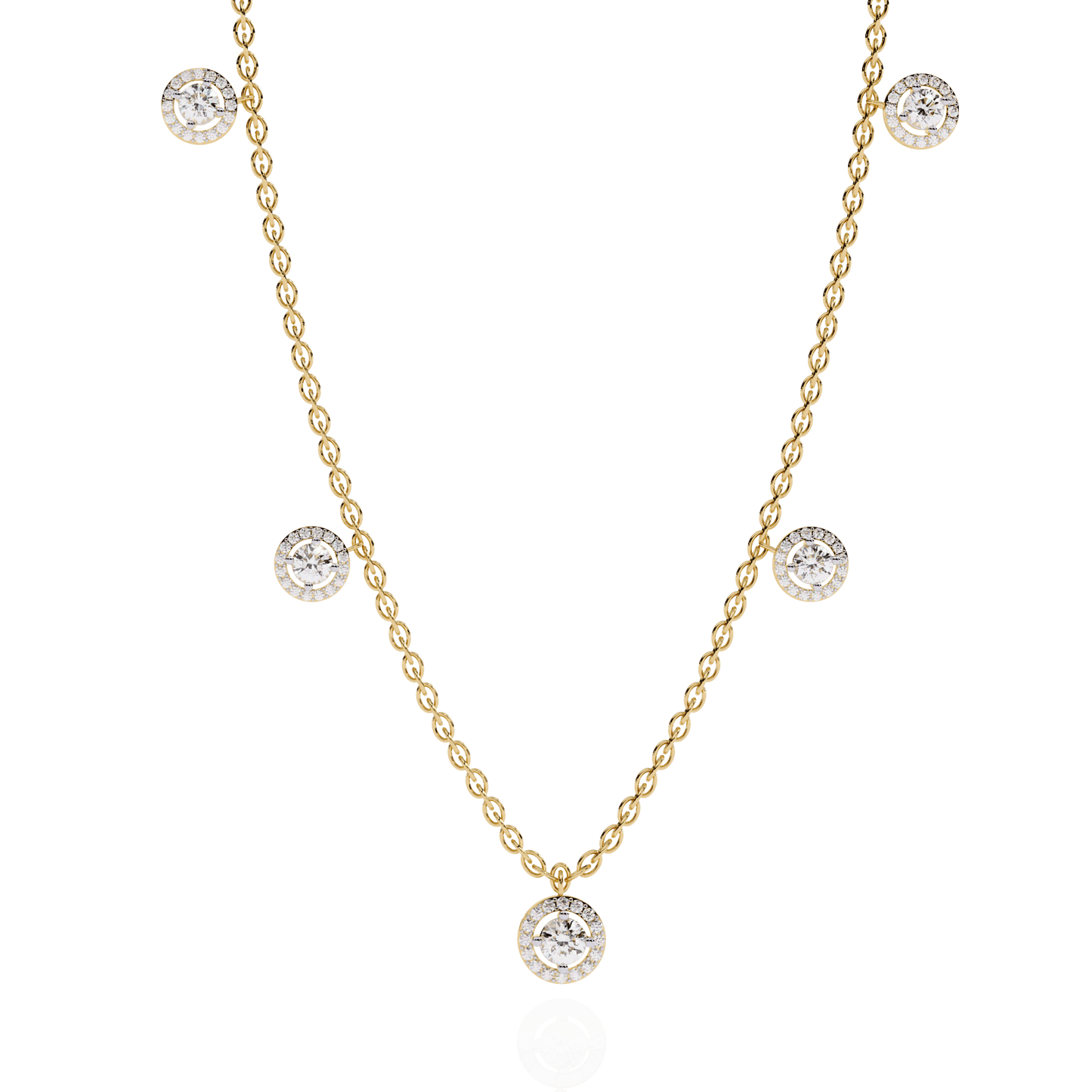 Halo Round Cut Diamond Necklace