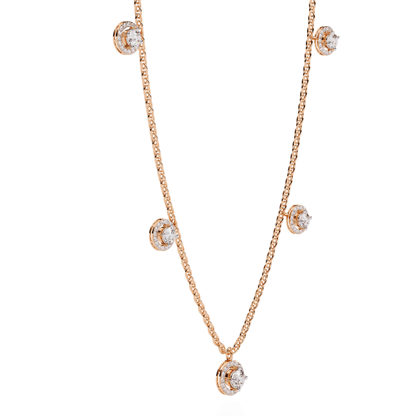 Halo Round Cut Diamond Necklace