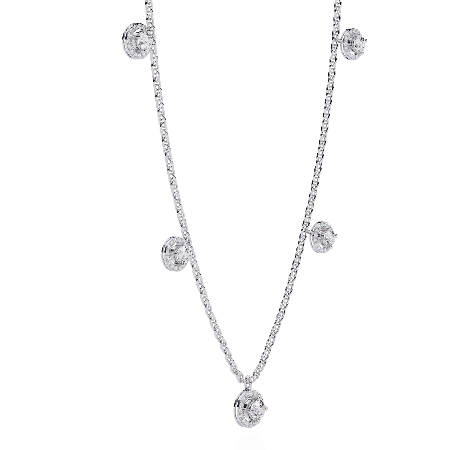 Halo Round Cut Diamond Necklace