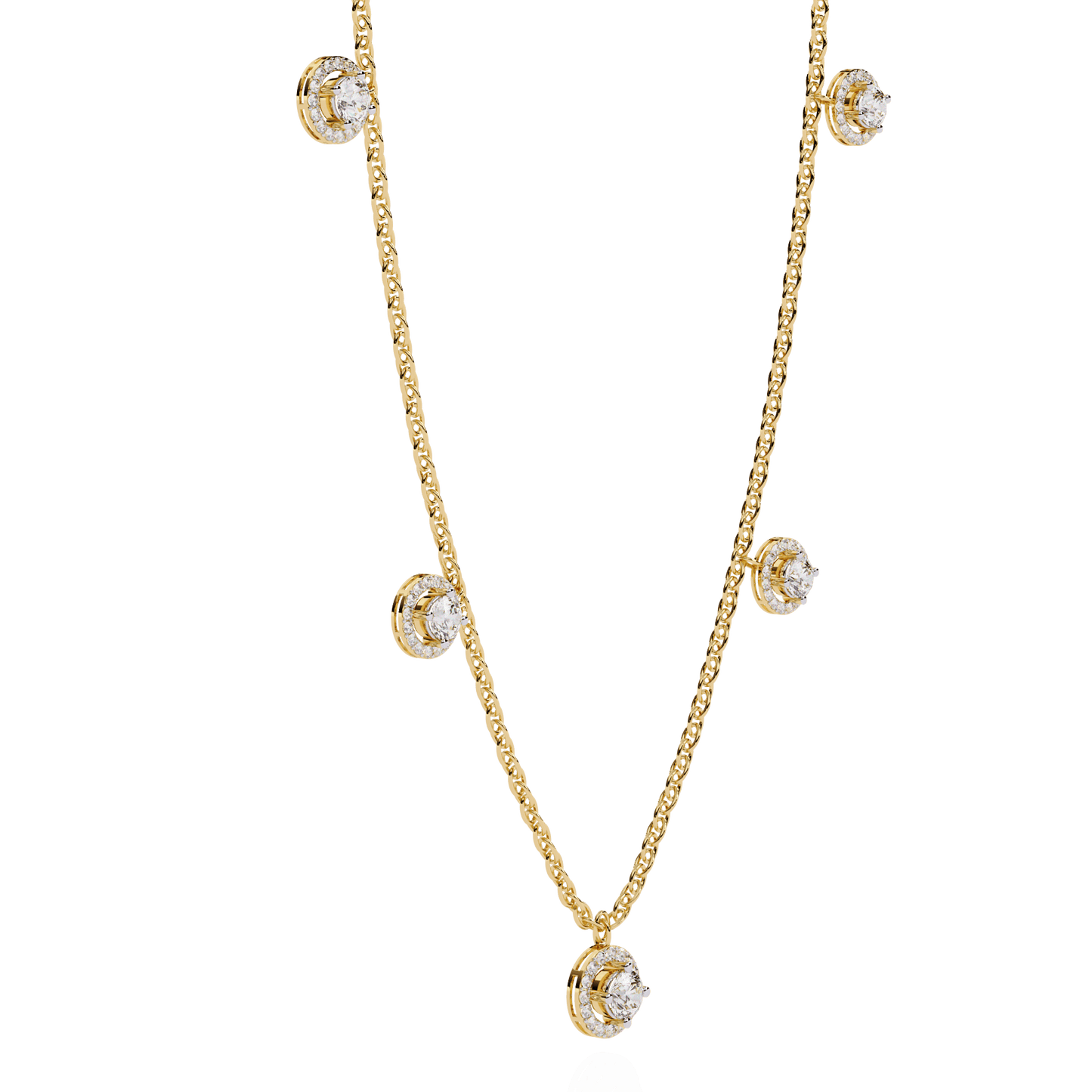 Halo Round Cut Diamond Necklace