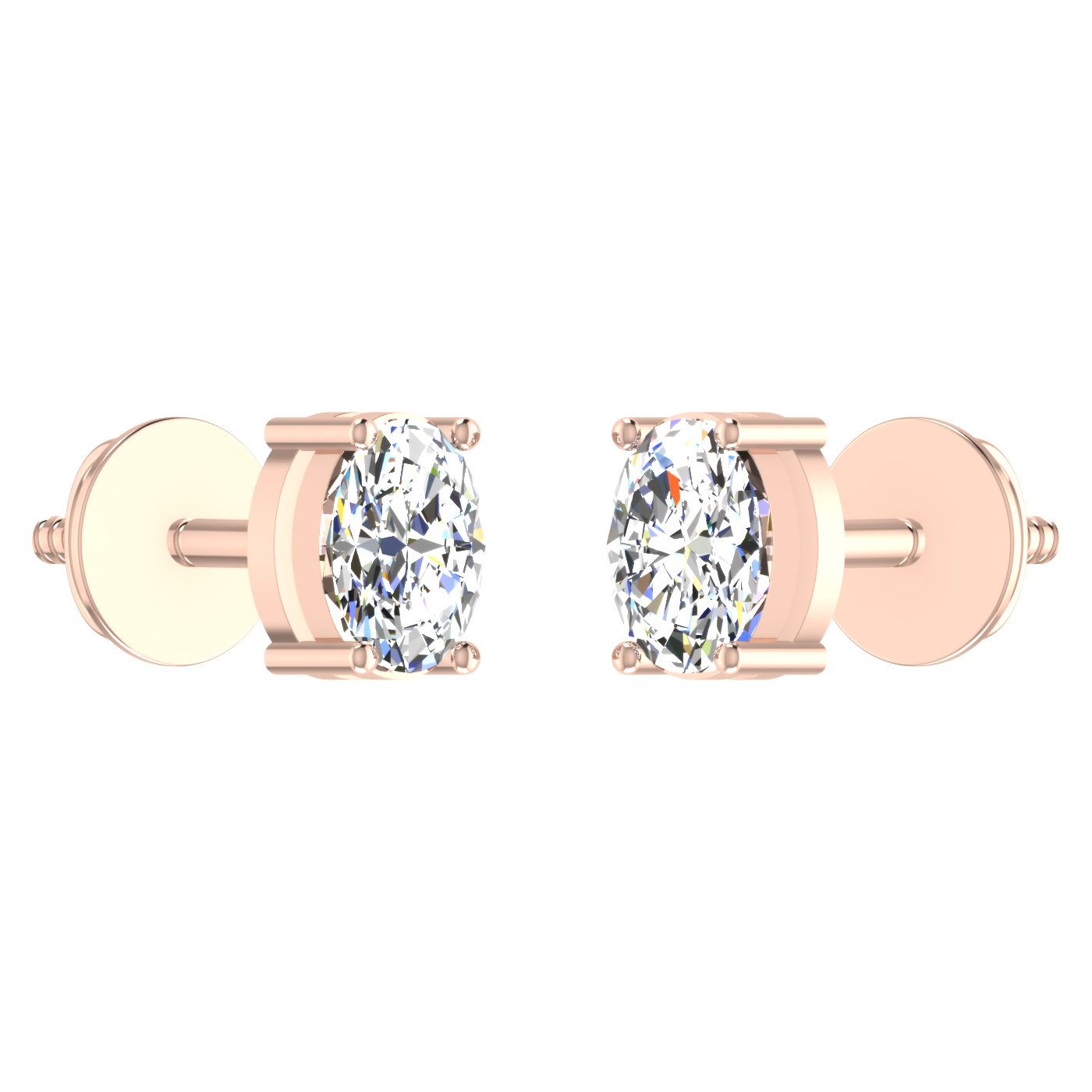 1 Carat Each Daily Wear Oval Shaped Solitaire Earrings