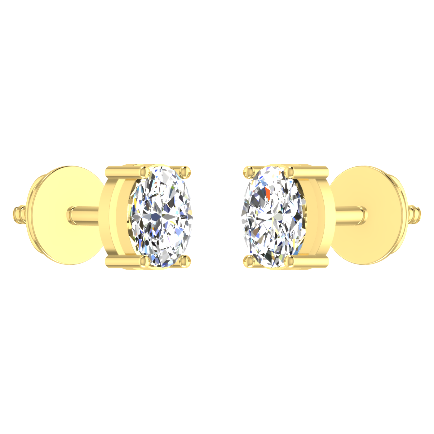 1 Carat Each Daily Wear Oval Shaped Solitaire Earrings