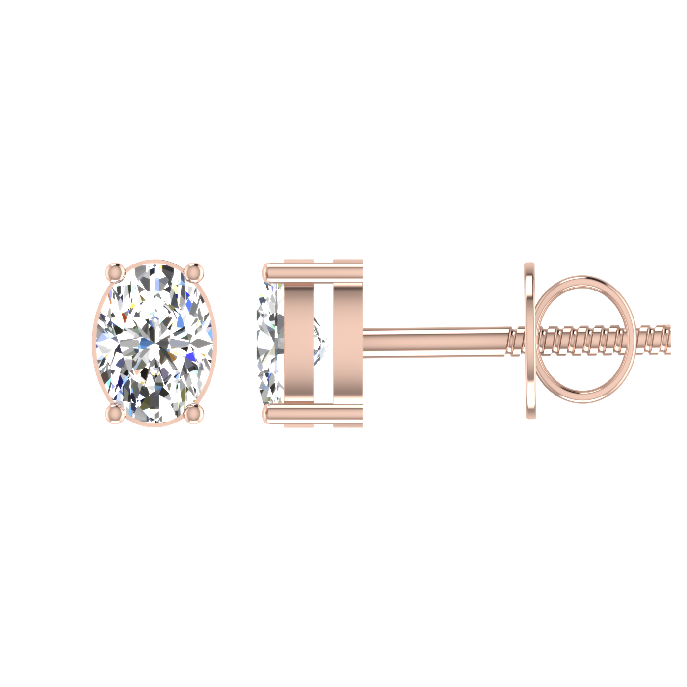 1 Carat Each Daily Wear Oval Shaped Solitaire Earrings