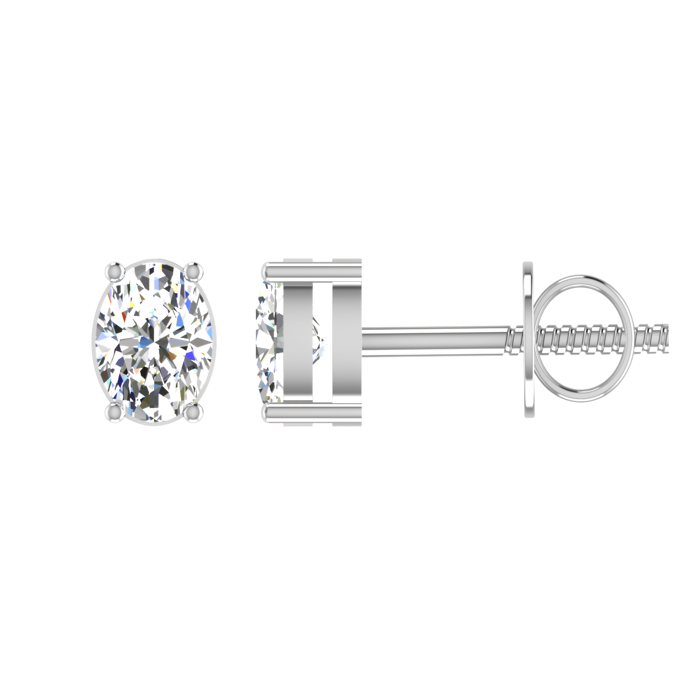 1 Carat Each Daily Wear Oval Shaped Solitaire Earrings