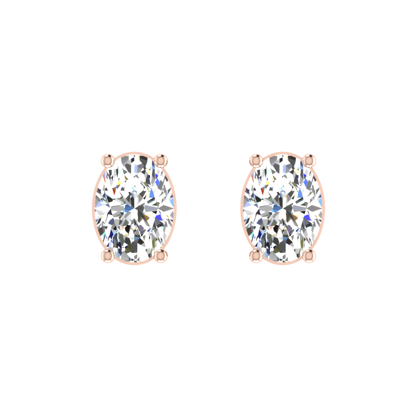 1 Carat Each Daily Wear Oval Shaped Solitaire Earrings