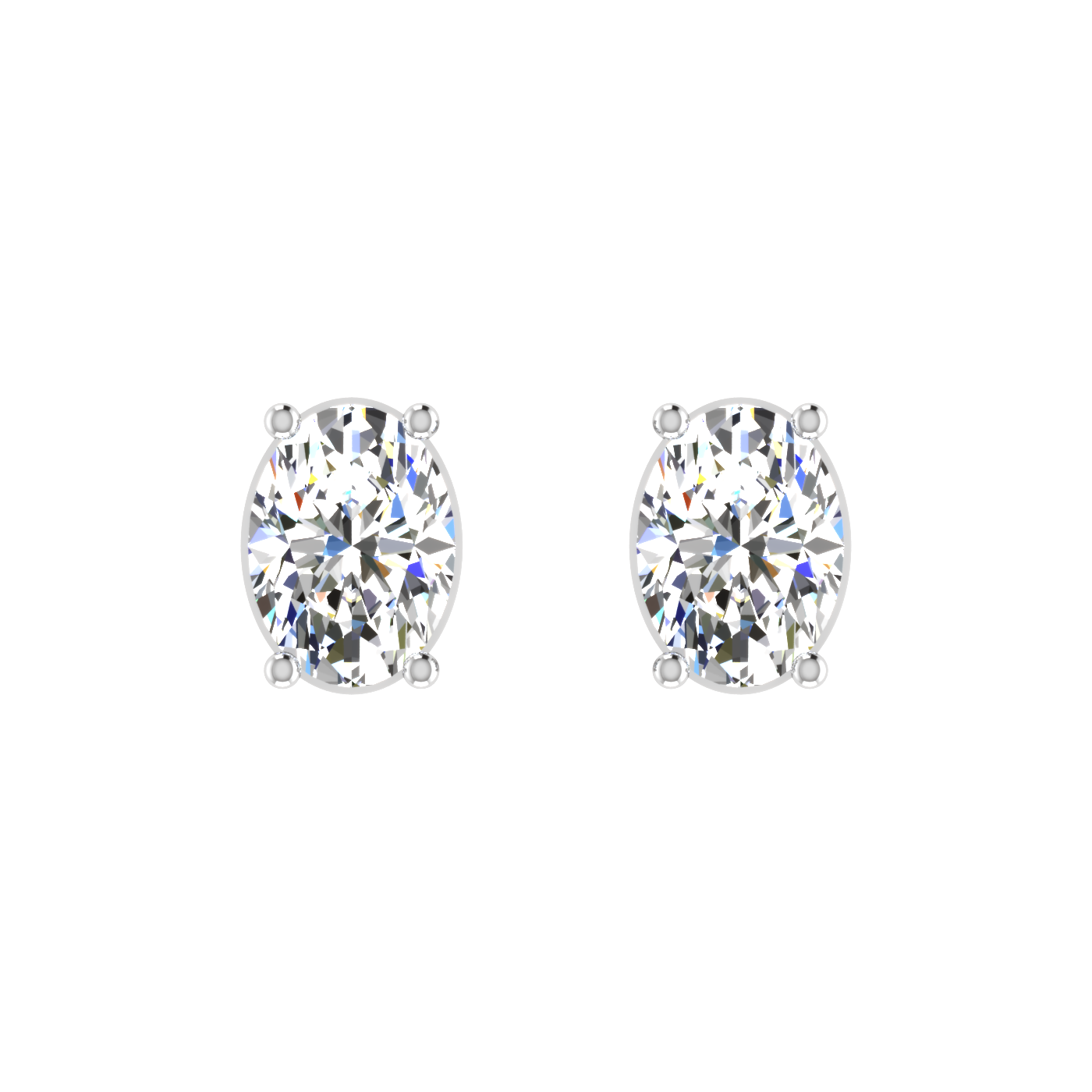 1 Carat Each Daily Wear Oval Shaped Solitaire Earrings