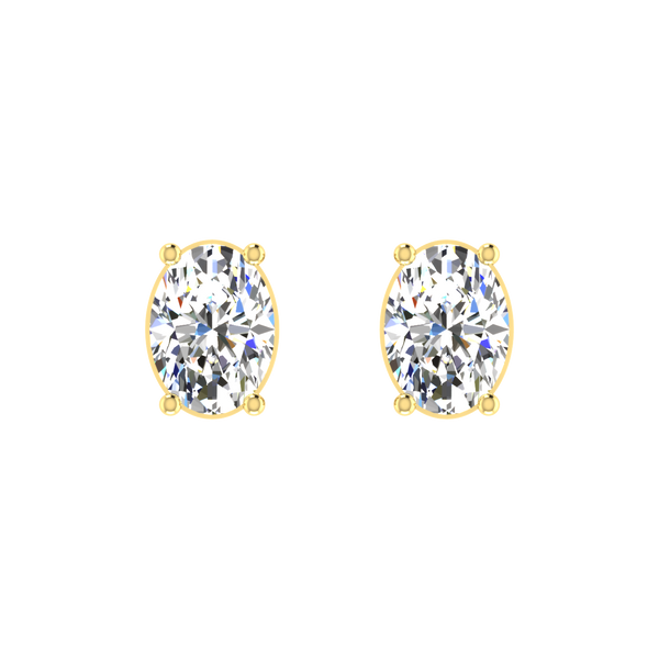 1 Carat Each Daily Wear Oval Shaped Solitaire Earrings