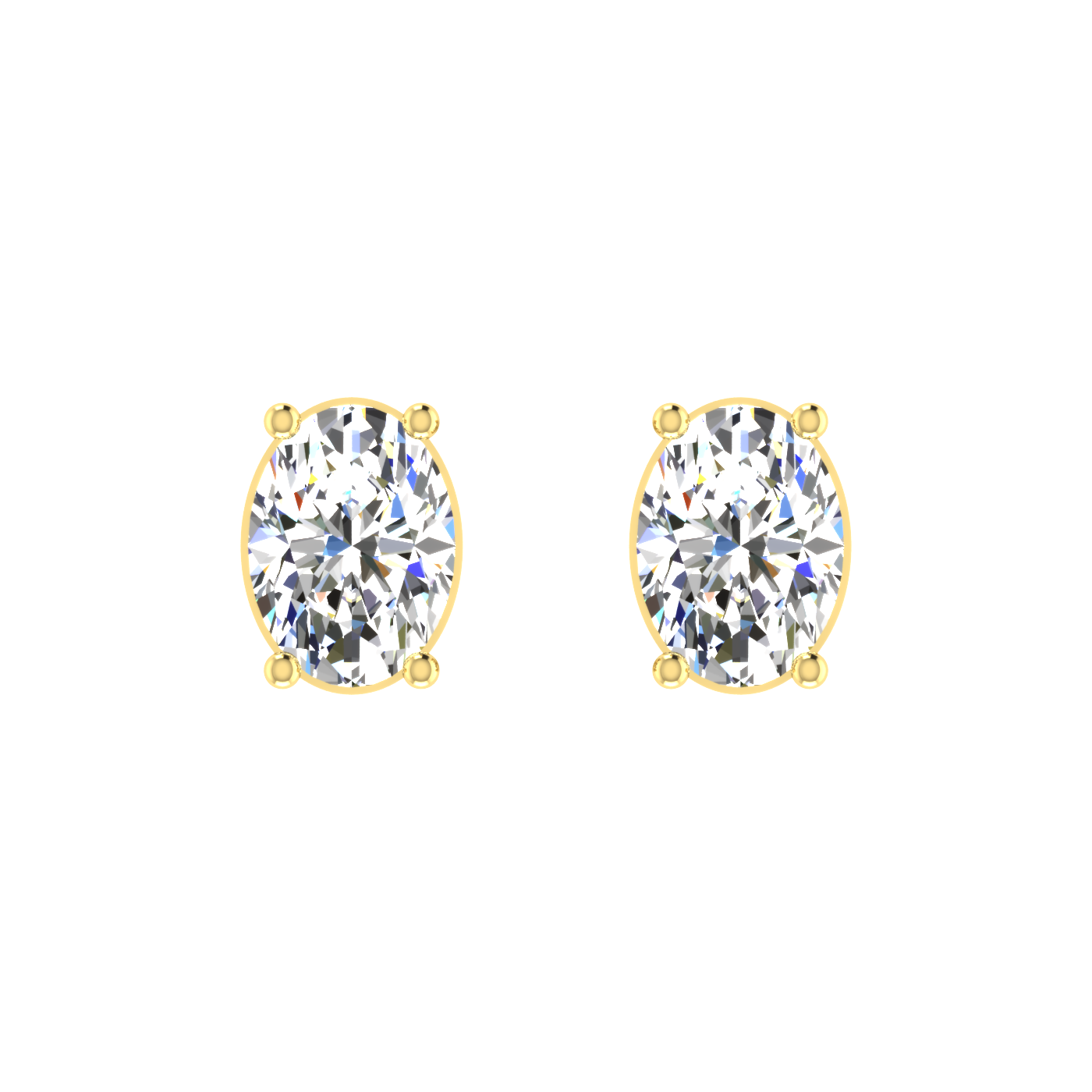 1 Carat Each Daily Wear Oval Shaped Solitaire Earrings