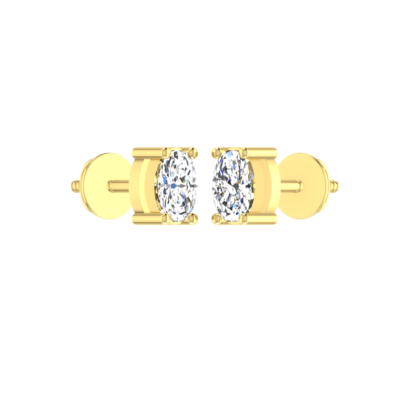Sparkling 0.25 Carat Each Oval Diamond Earrings