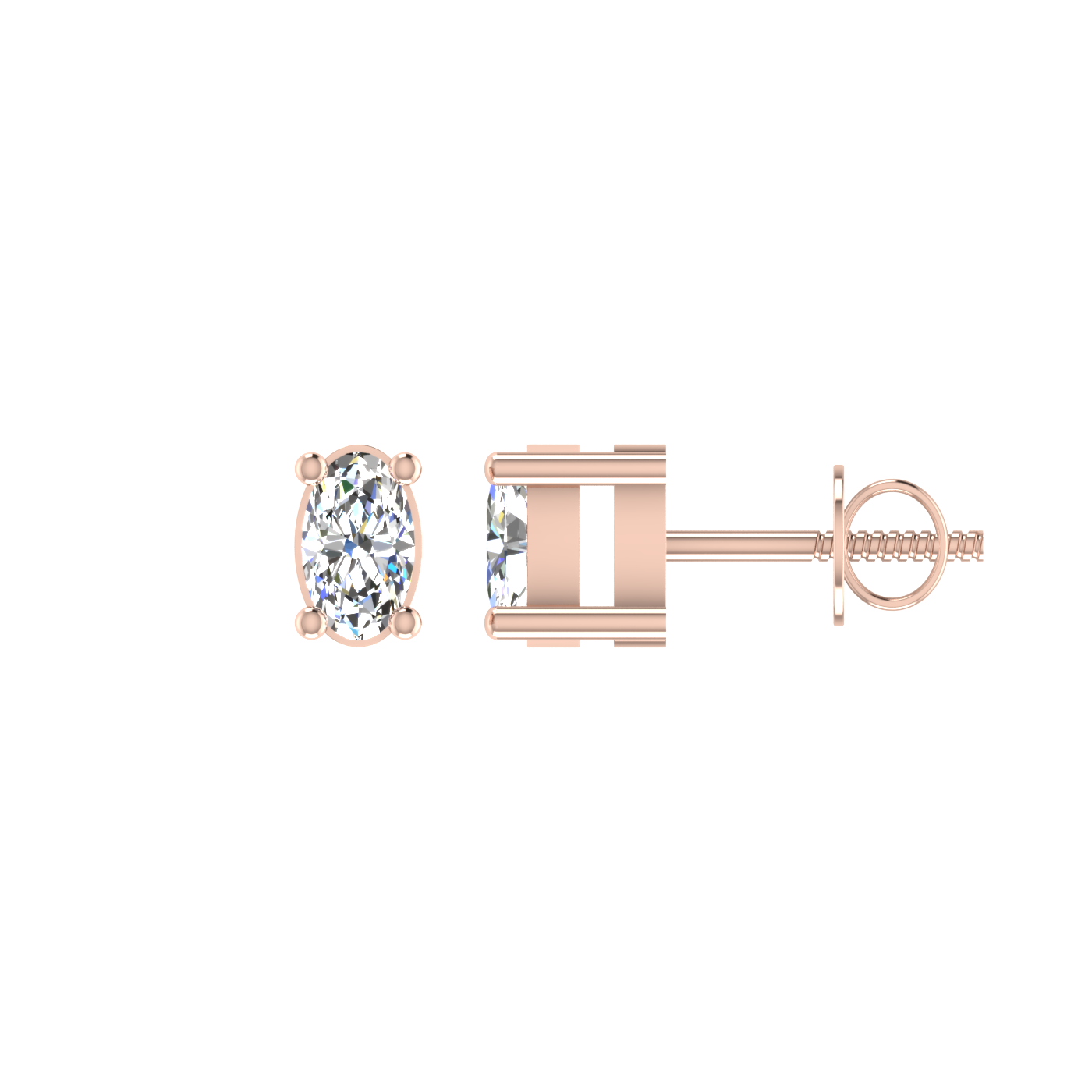 Sparkling 0.25 Carat Each Oval Diamond Earrings