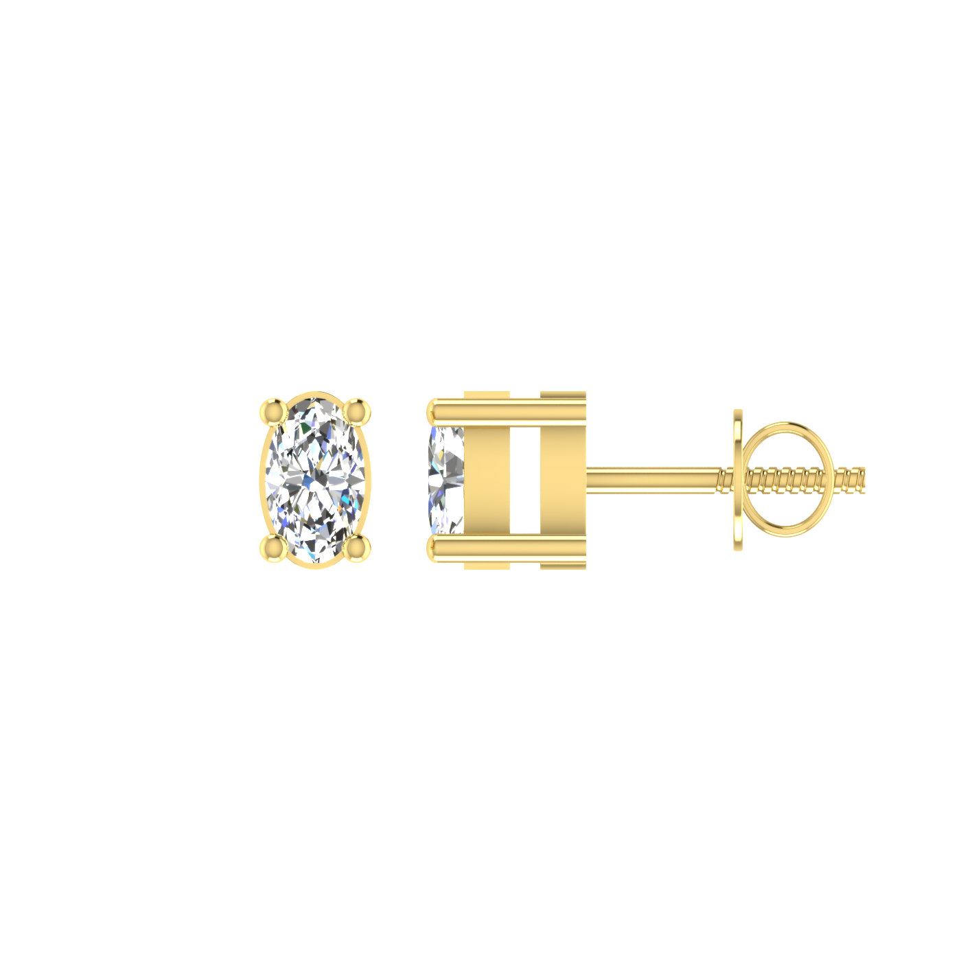 Sparkling 0.25 Carat Each Oval Diamond Earrings