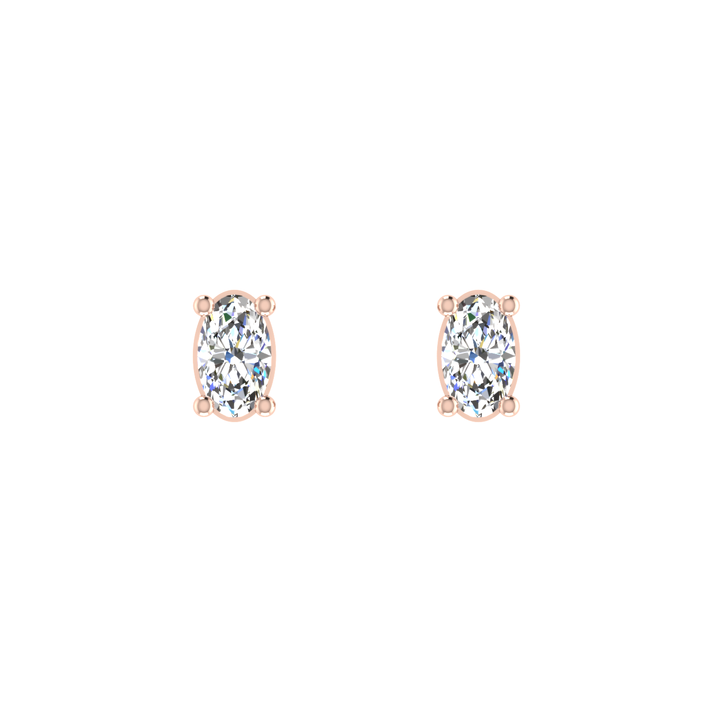 Sparkling 0.25 Carat Each Oval Diamond Earrings