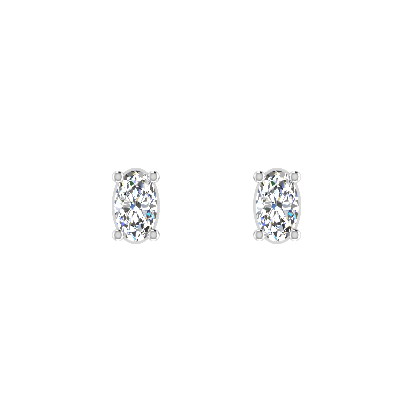Sparkling 0.25 Carat Each Oval Diamond Earrings