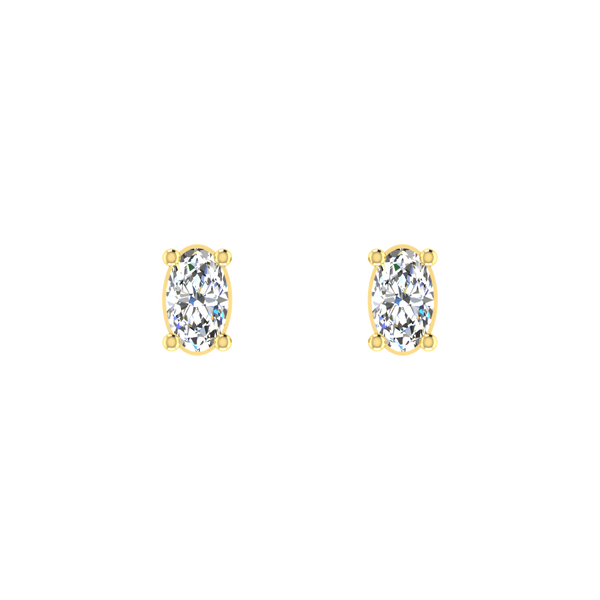 Sparkling 0.25 Carat Each Oval Diamond Earrings