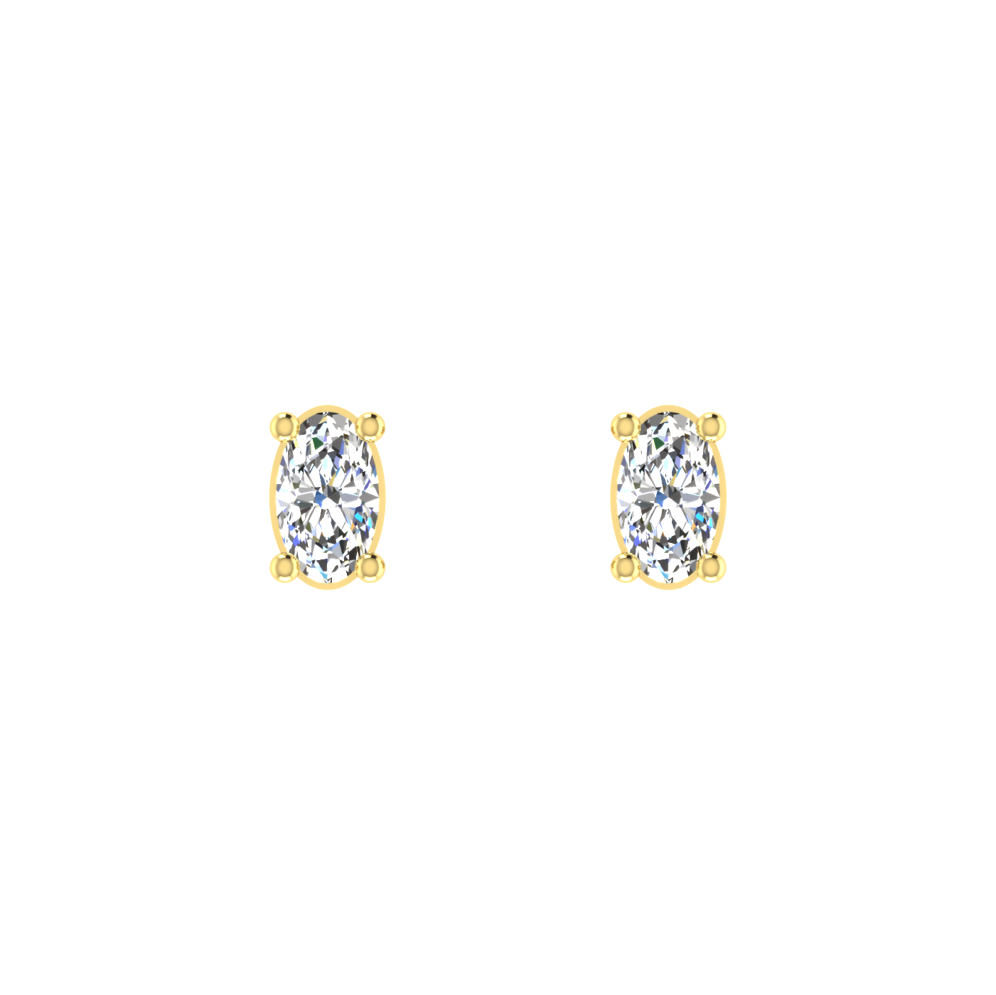 Sparkling 0.25 Carat Each Oval Diamond Earrings