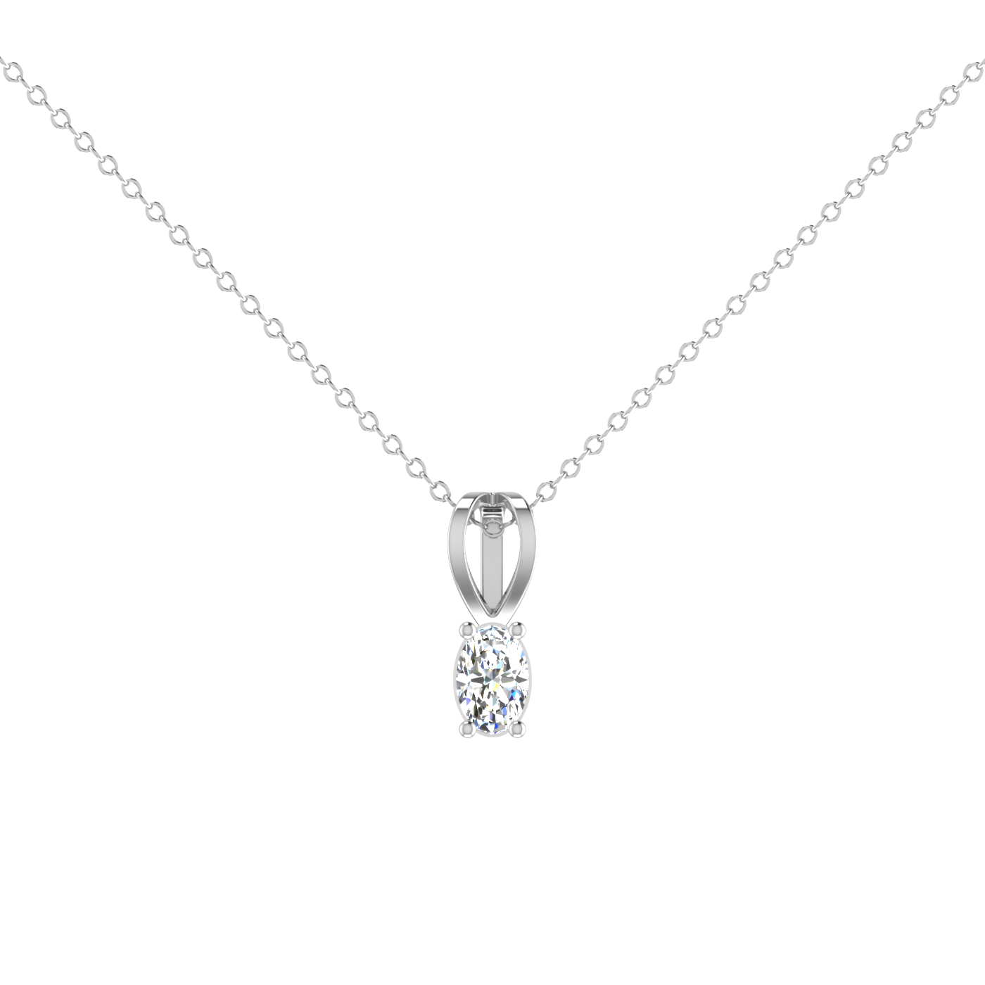 1 Carat Daily Wear Oval Shaped Solitaire Pendant Set