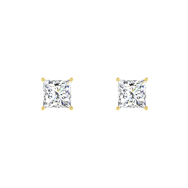 Classic 0.5 Carat Each Princess Cut Diamond Stud Earrings