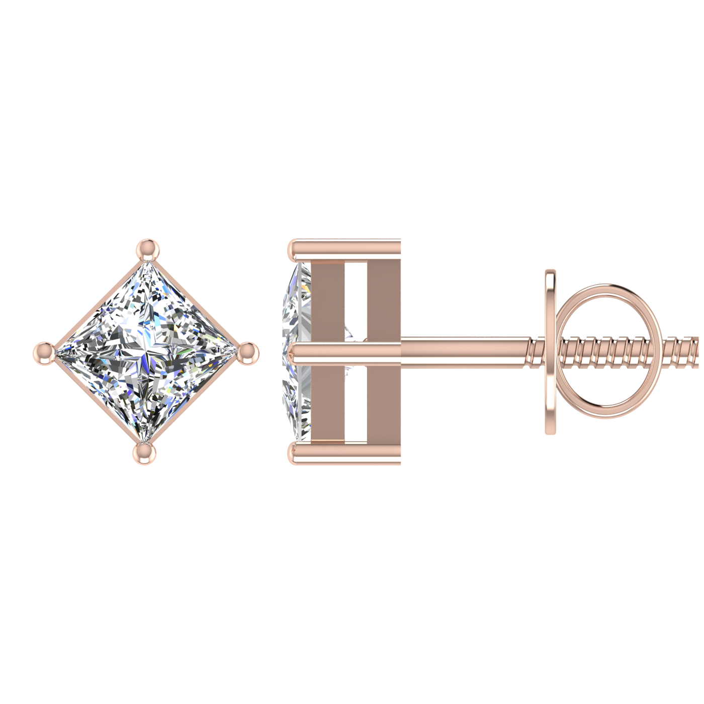 1 Carat Princess Cut Basket Setting Solitaire Pendant Set