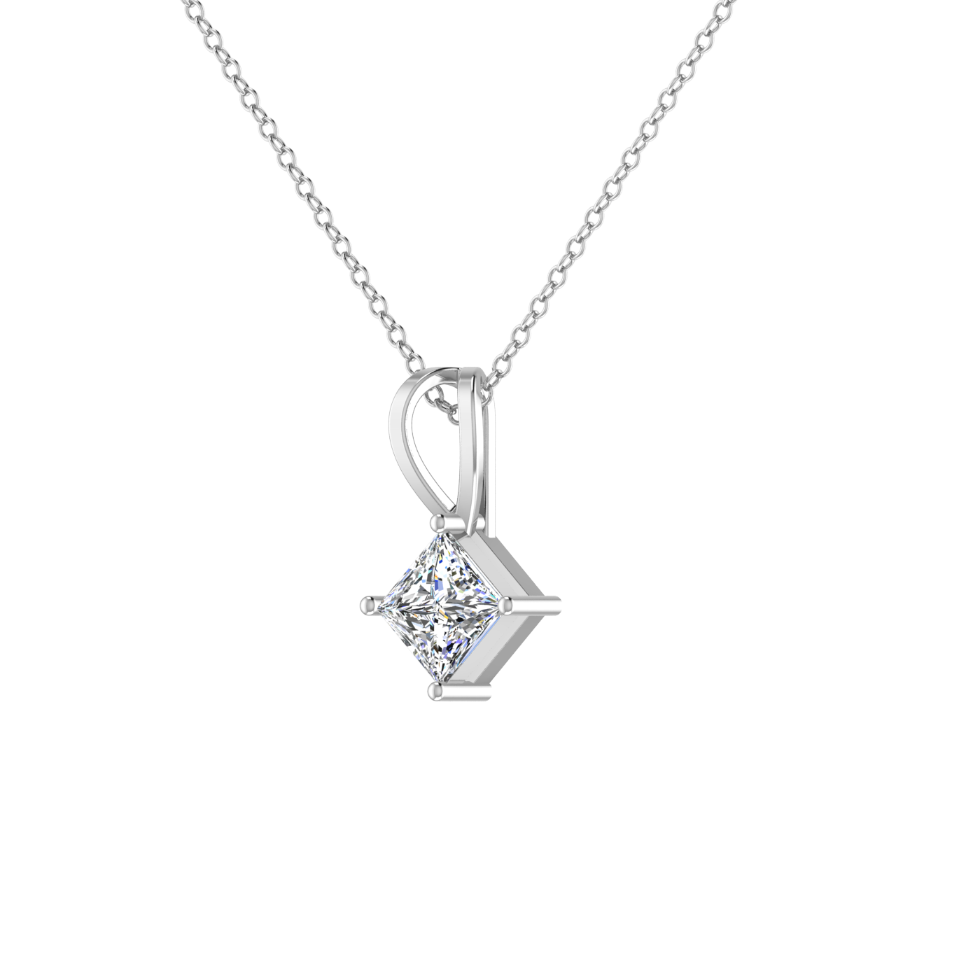 1 Carat Princess Cut Basket Setting Solitaire Pendant