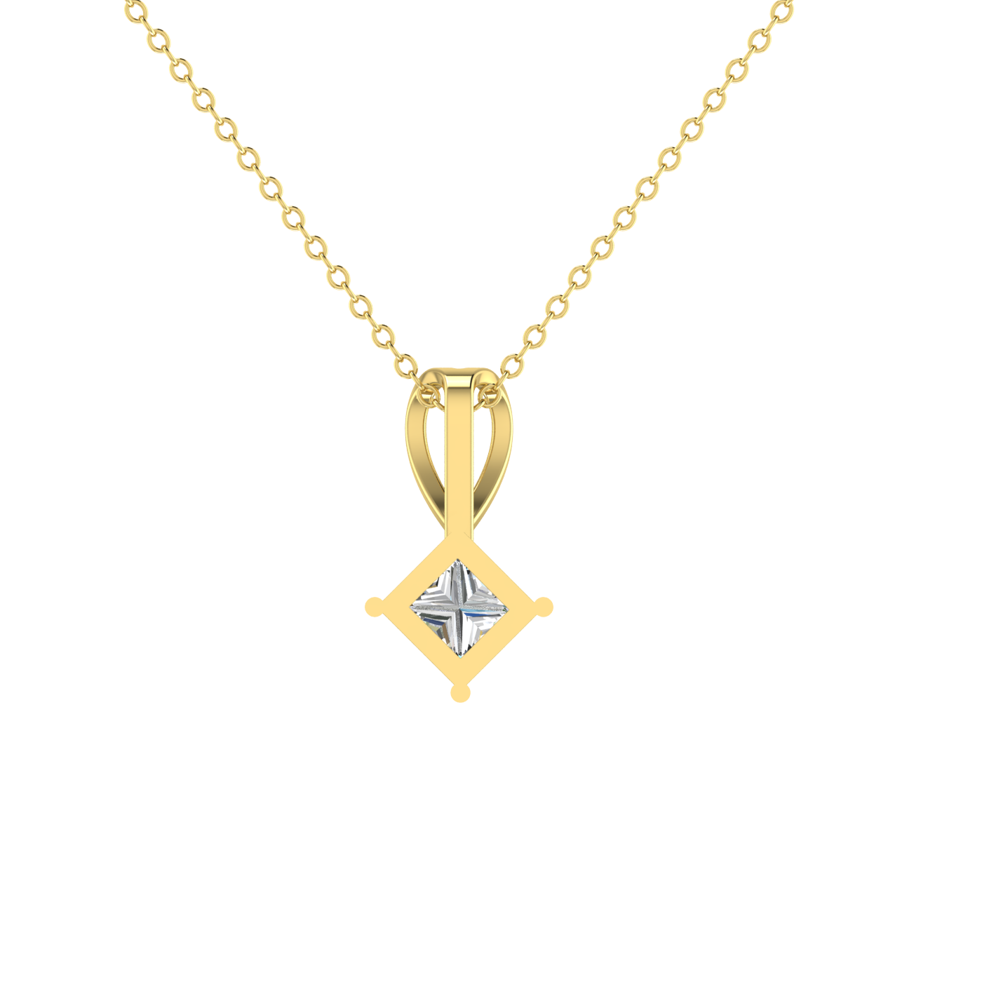 1 Carat Princess Cut Basket Setting Solitaire Pendant