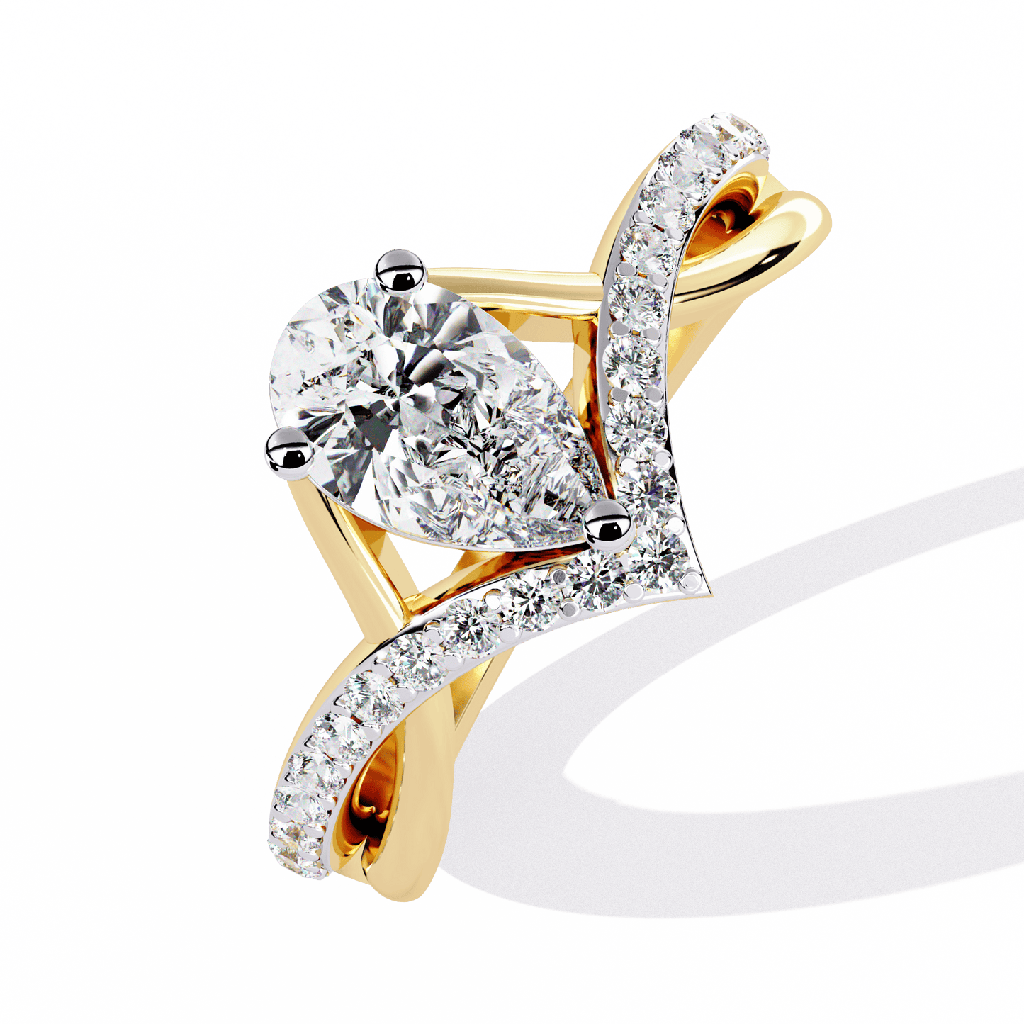 Seashell Drop shape Solitaire Ring