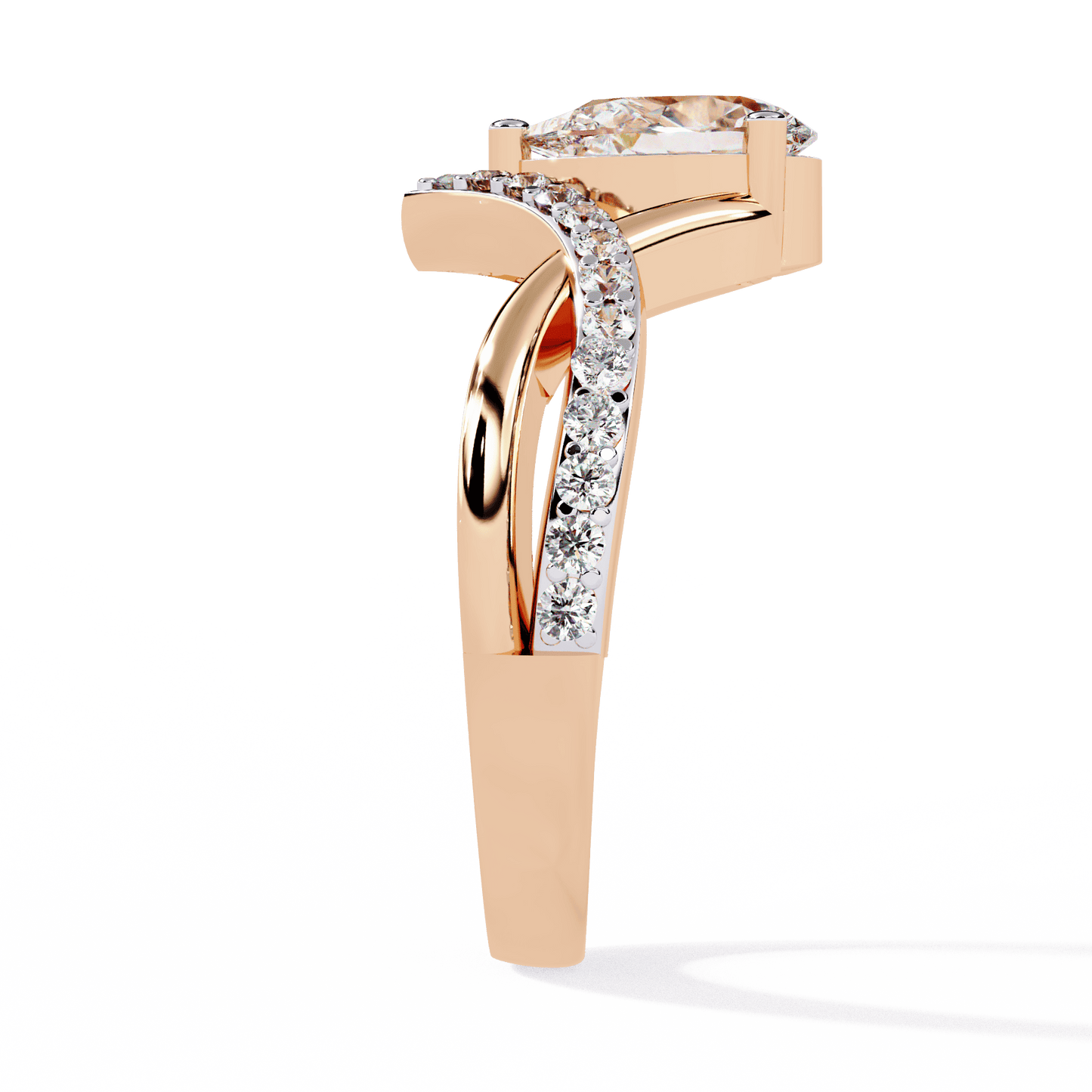 Seashell Drop shape Solitaire Ring