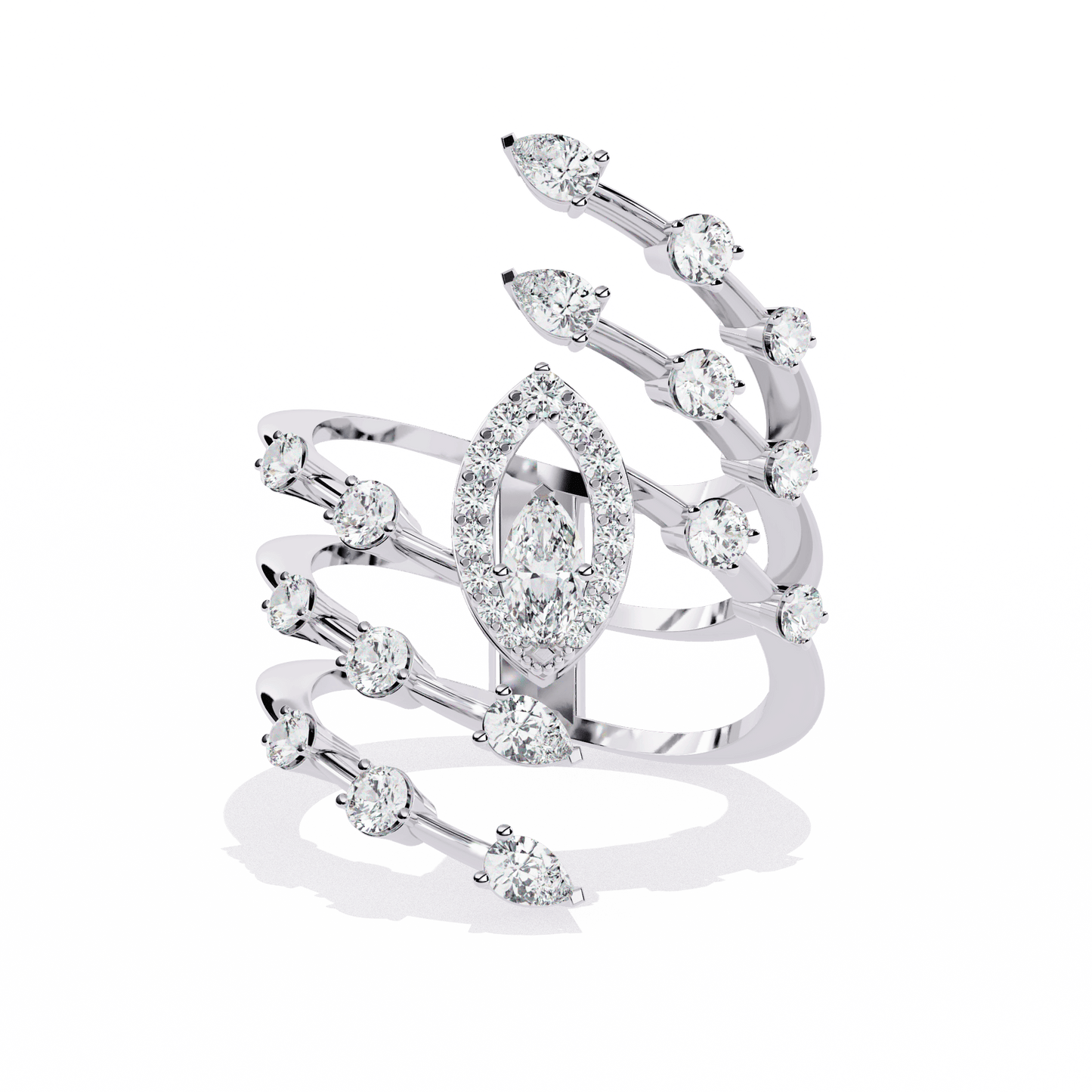 Spiral Charm Diamond Ring