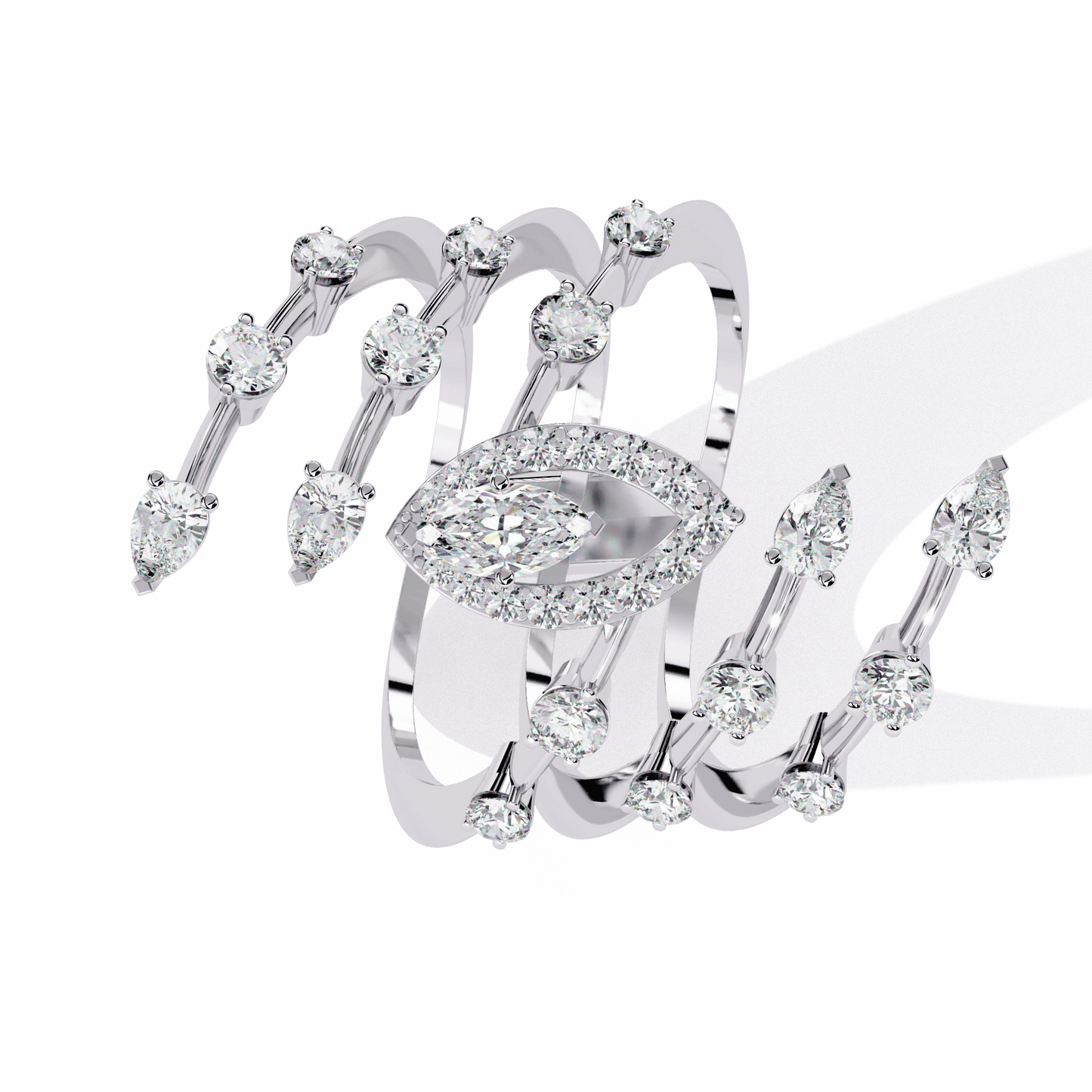 Spiral Charm Diamond Ring