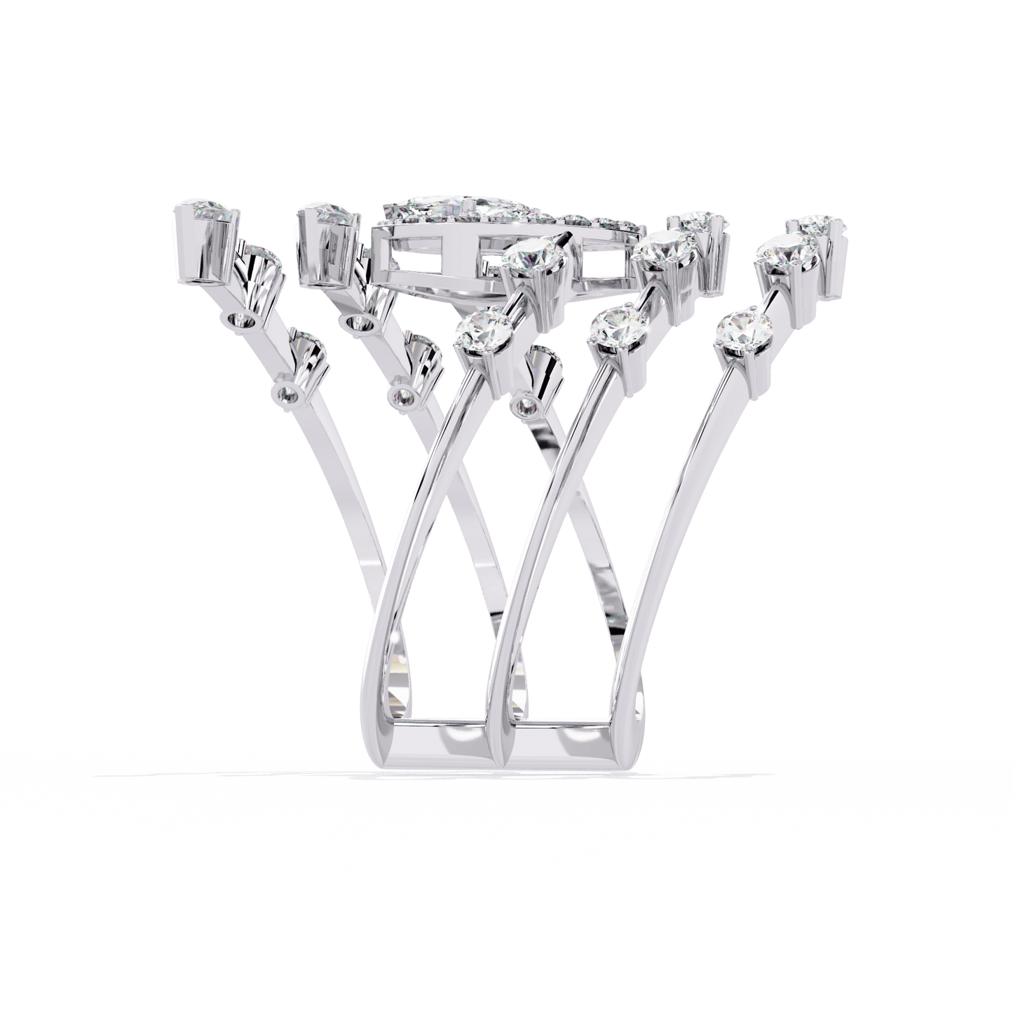 Spiral Charm Diamond Ring