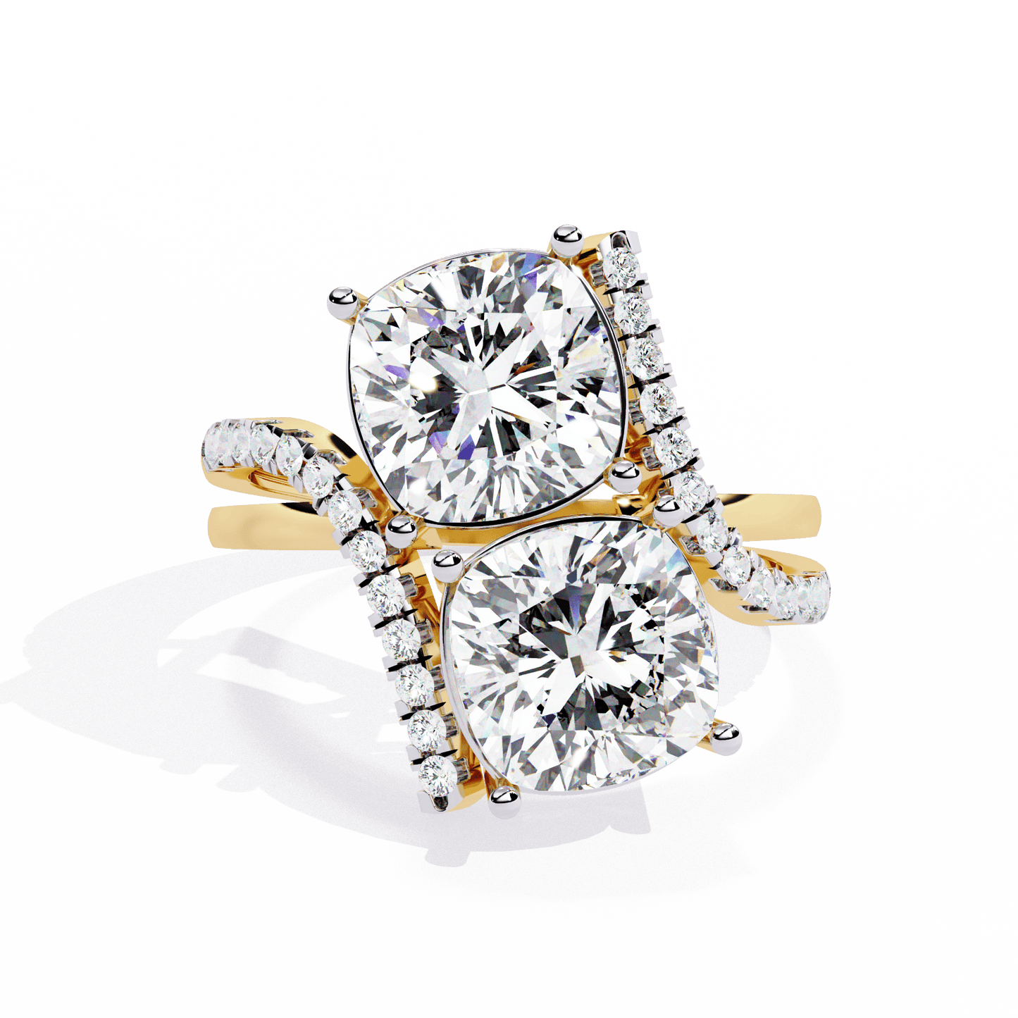 Double Cushion Solitaire Ring