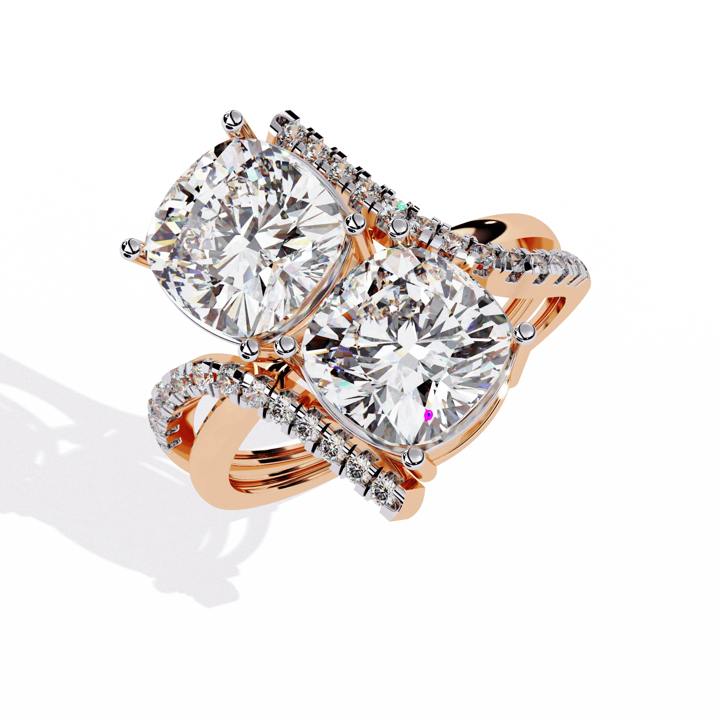 Double Cushion Solitaire Ring