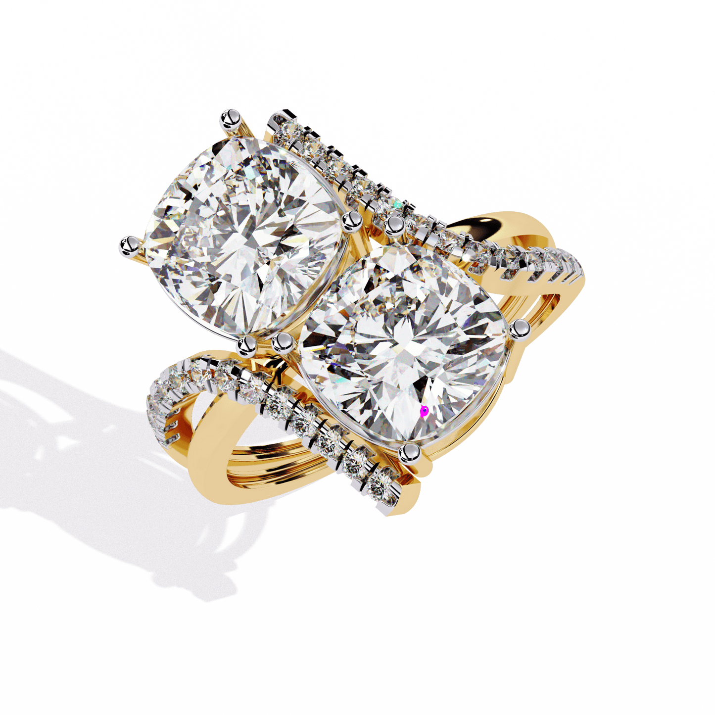 Double Cushion Solitaire Ring