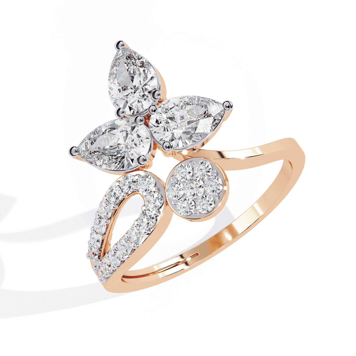 White Pea Cock Diamond ring