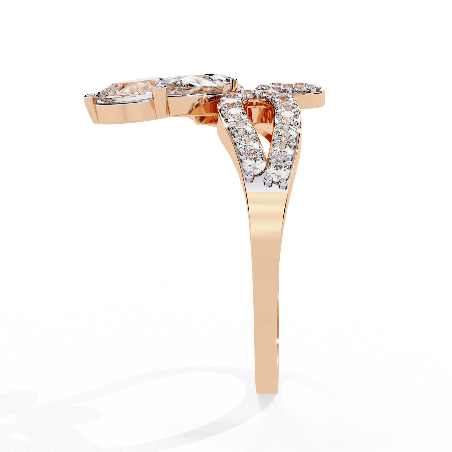 White Pea Cock Diamond ring