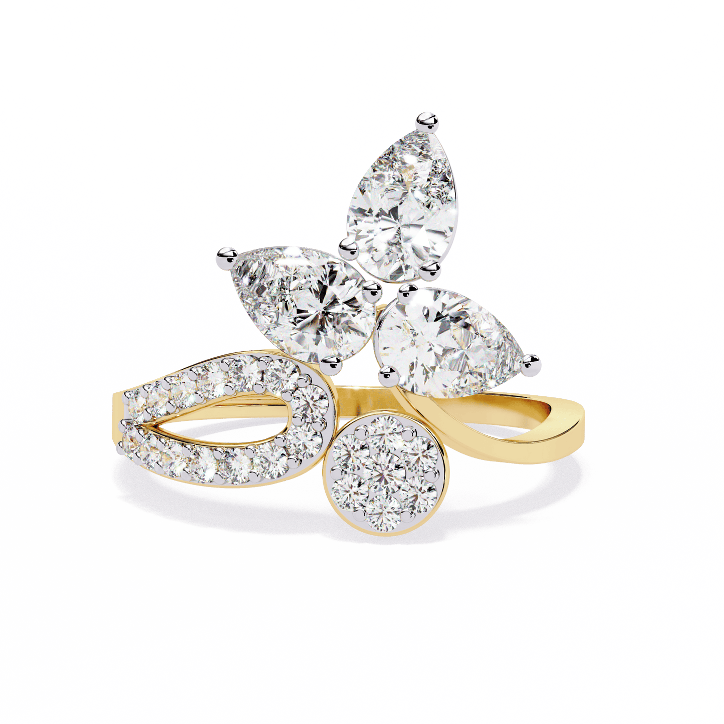 White Pea Cock Diamond ring