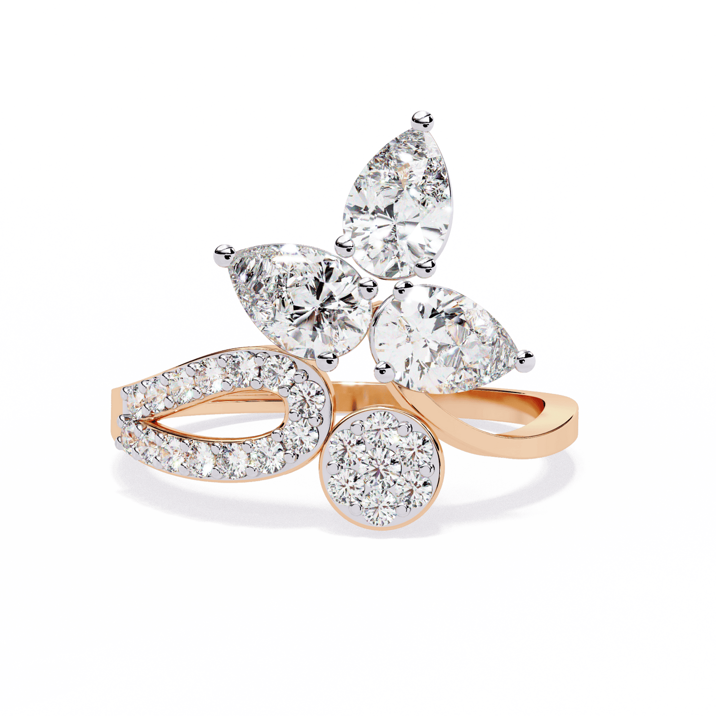White Pea Cock Diamond ring