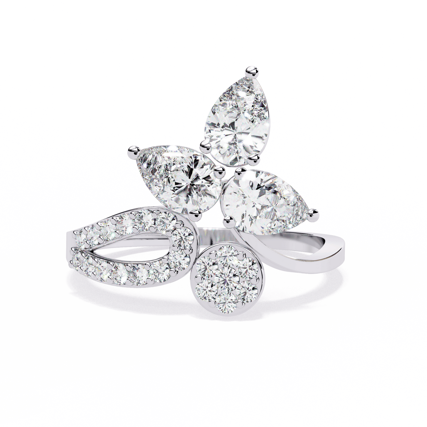 White Pea Cock Diamond ring
