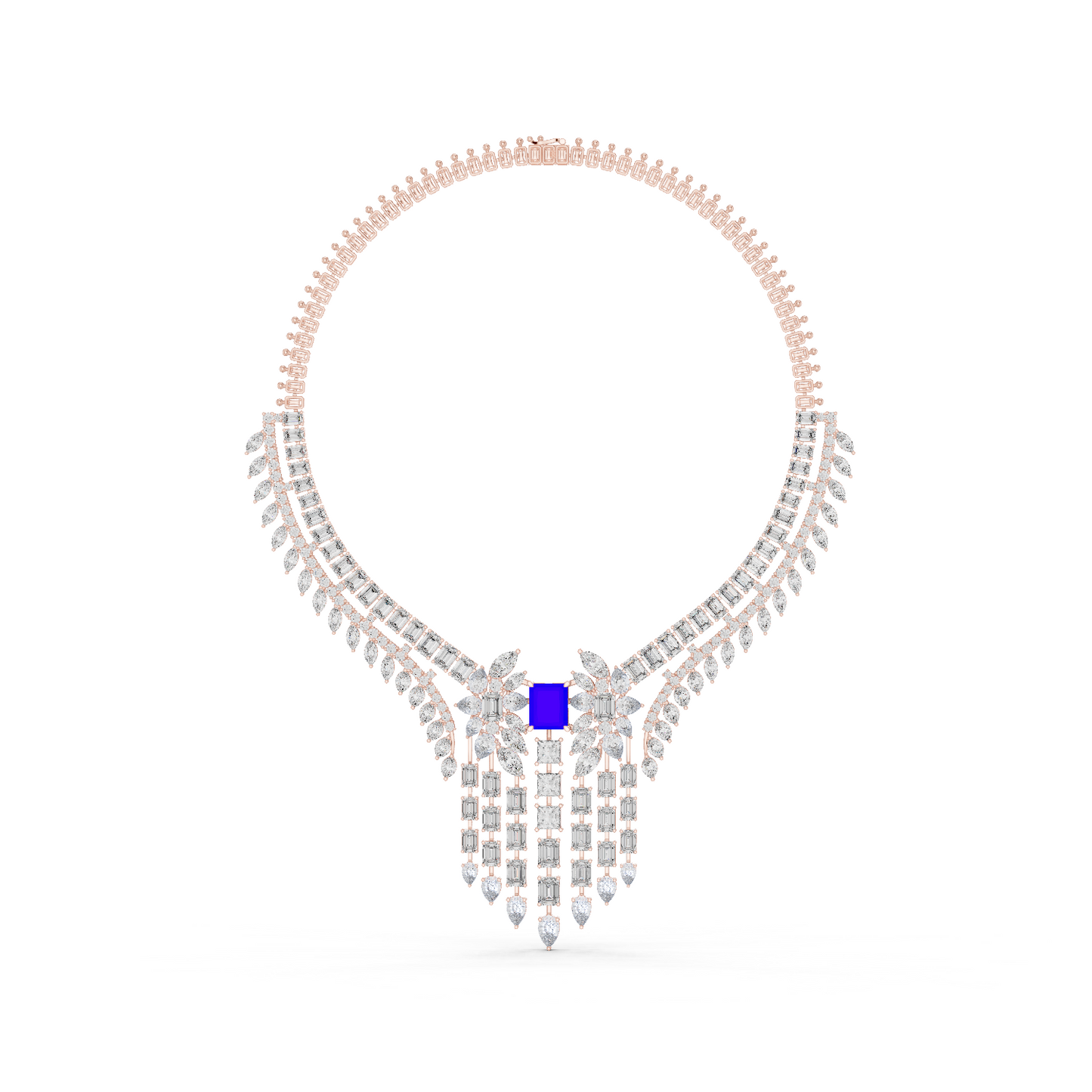 Majestic Royal Sapphire & Diamond Bridal Necklace - Price On Request