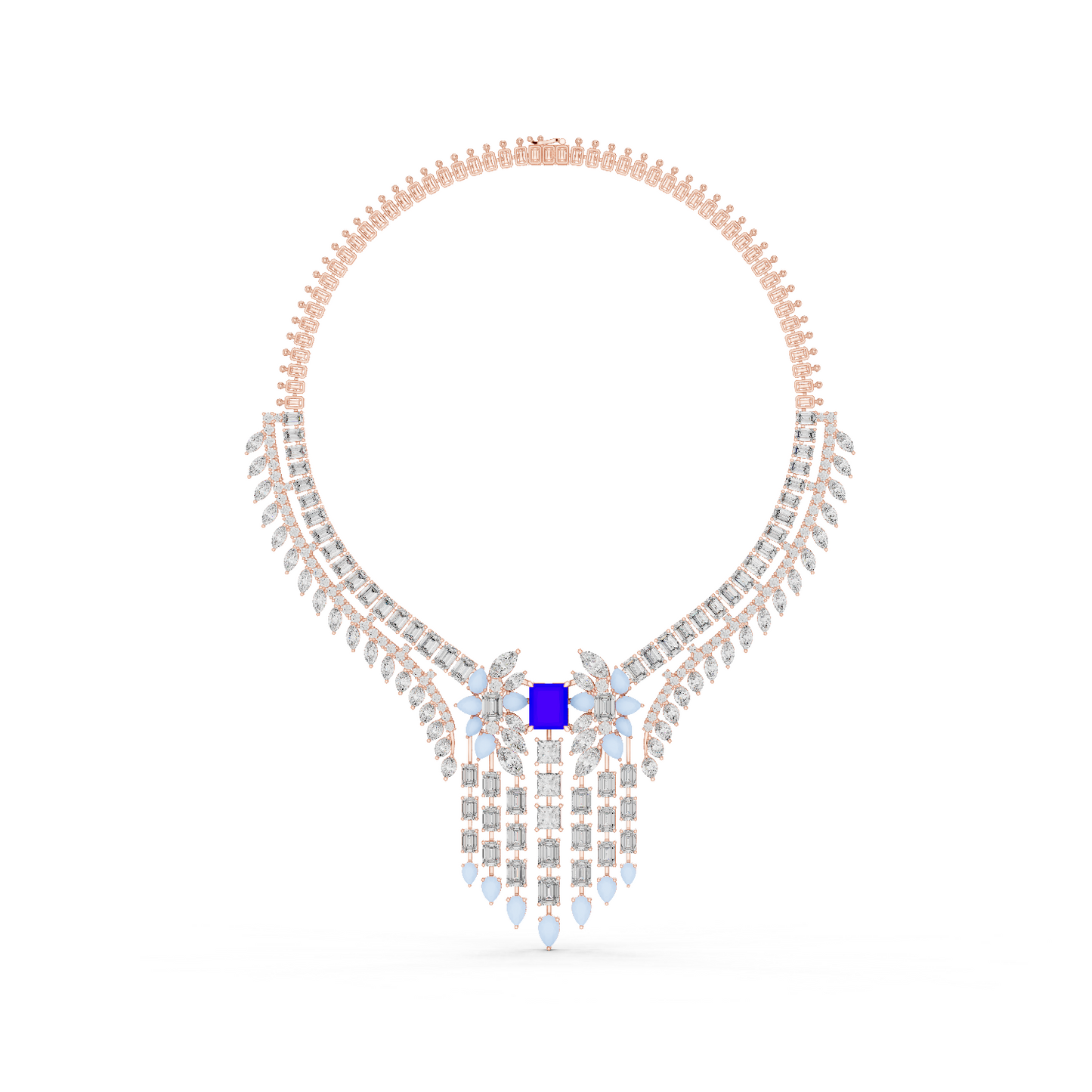Majestic Royal Sapphire & Diamond Bridal Necklace - Price On Request