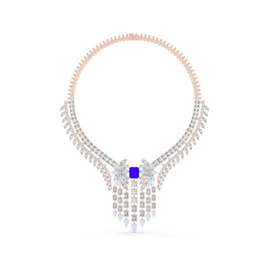 Majestic Royal Sapphire & Diamond Bridal Necklace - Price On Request